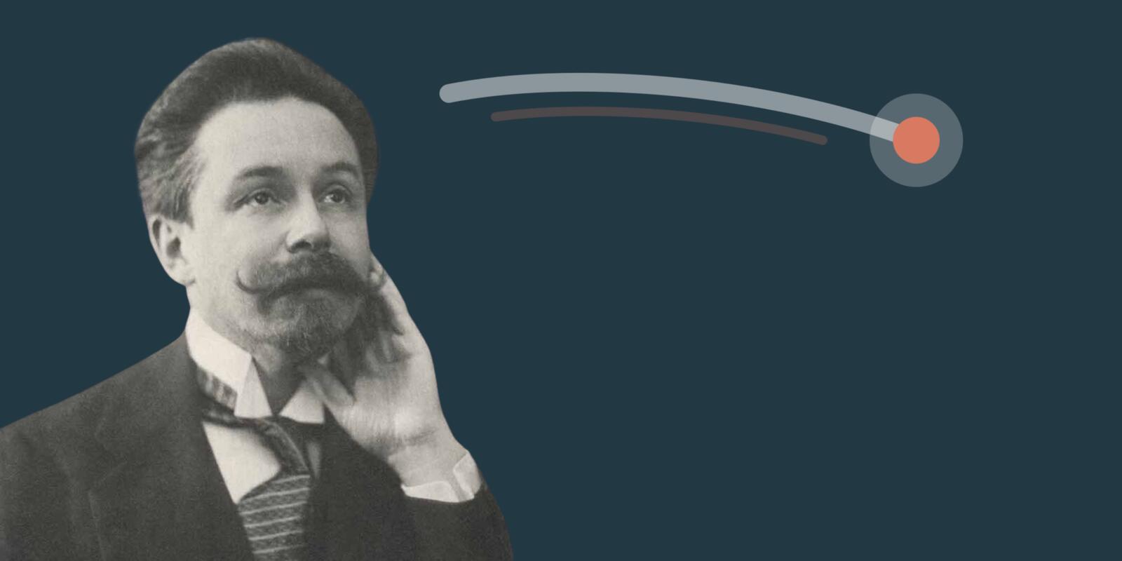 Portrait pictures of Alexander Scriabin looking at the stars.